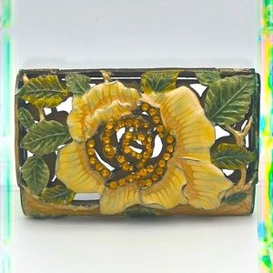 Vintage flower enamel business card holder
